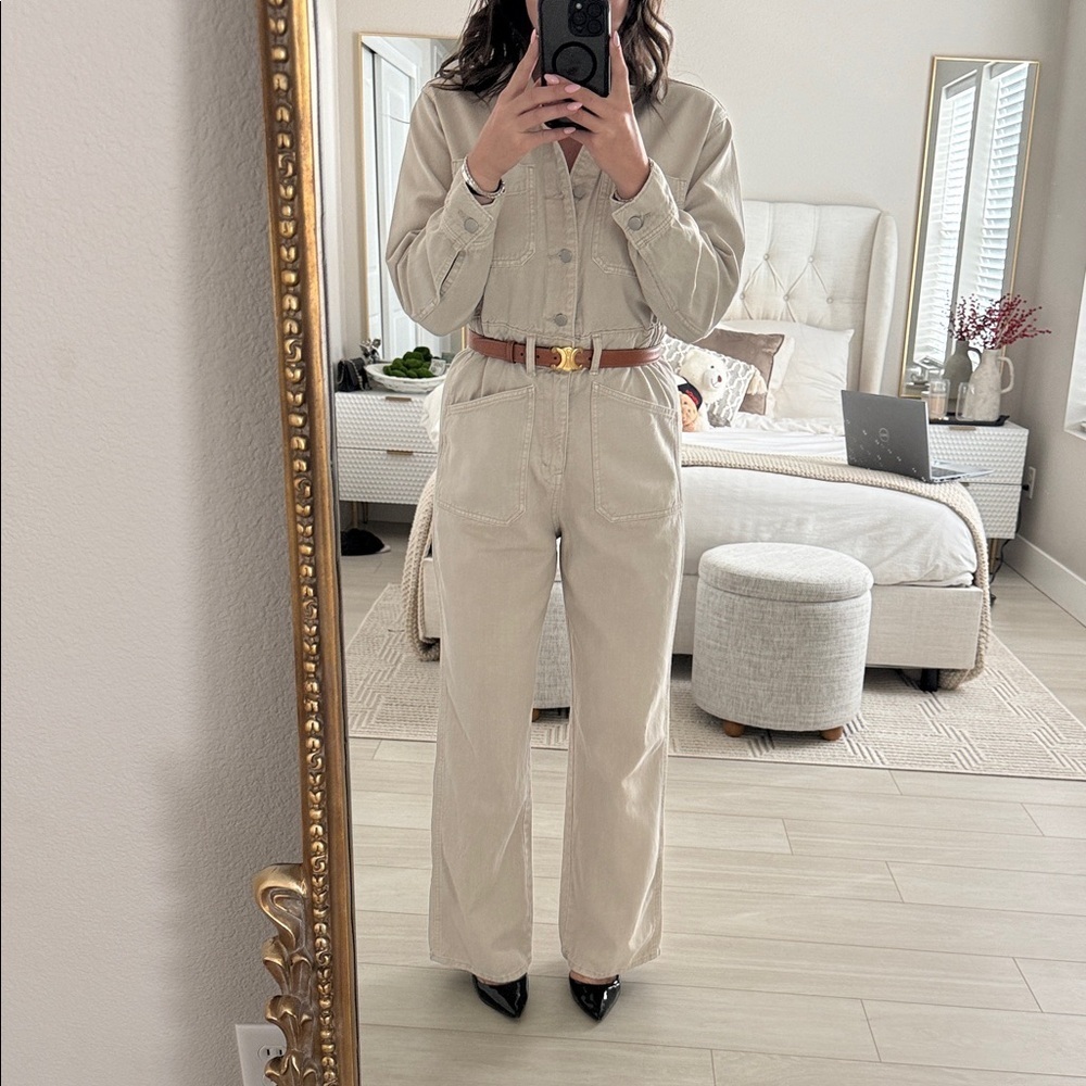 Universal thread Wide-Leg Utility Jumpsuit in Light Beige